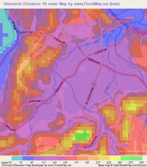Shimoichi,Japan Elevation Map