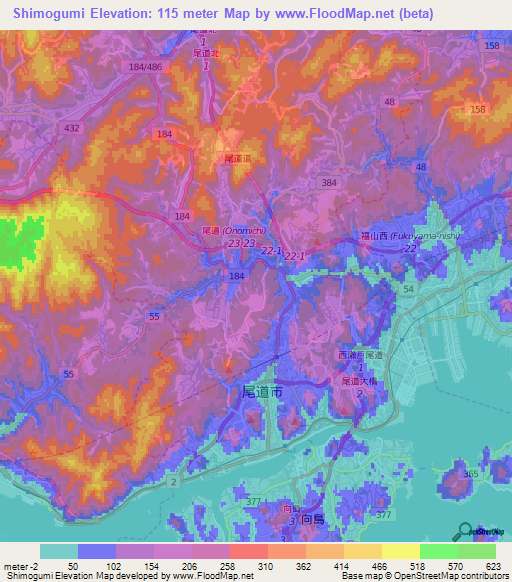 Shimogumi,Japan Elevation Map