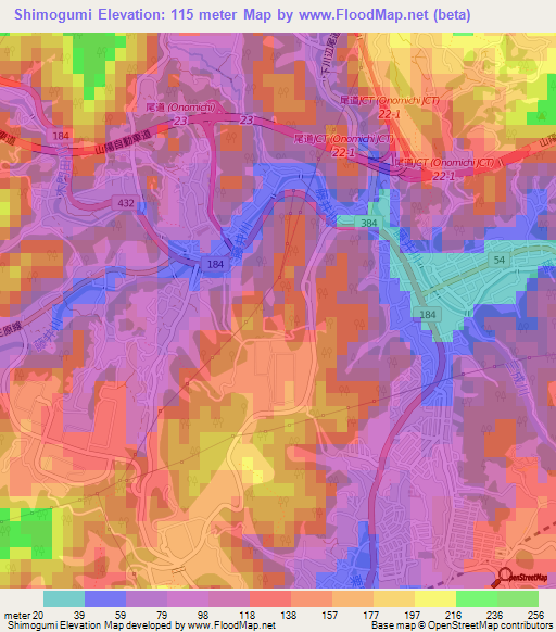 Shimogumi,Japan Elevation Map