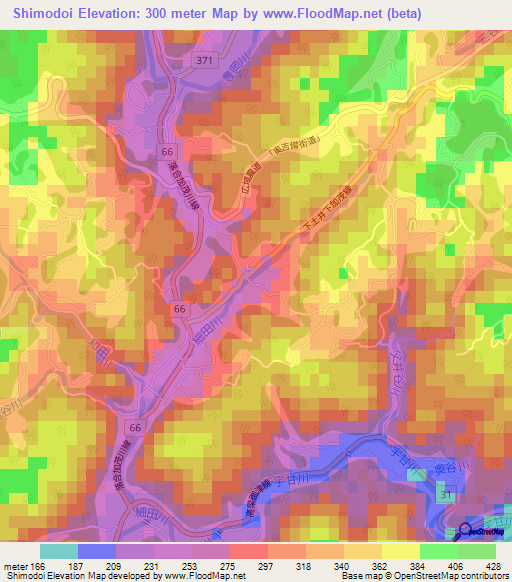 Shimodoi,Japan Elevation Map