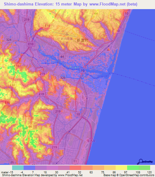 Shimo-dashima,Japan Elevation Map