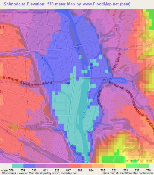 Shimodaira,Japan Elevation Map