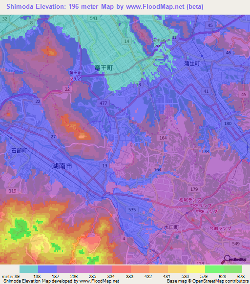 Shimoda,Japan Elevation Map