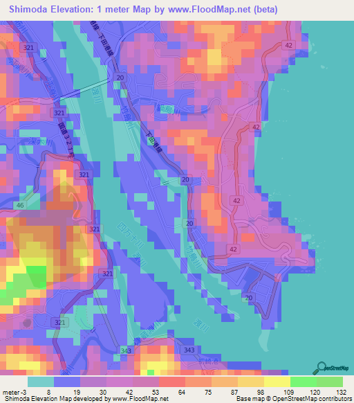 Shimoda,Japan Elevation Map