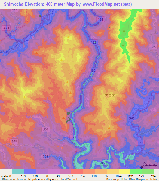 Shimocha,Japan Elevation Map
