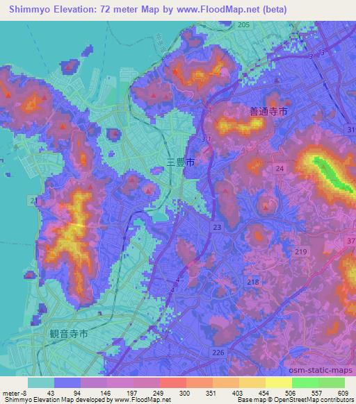 Shimmyo,Japan Elevation Map