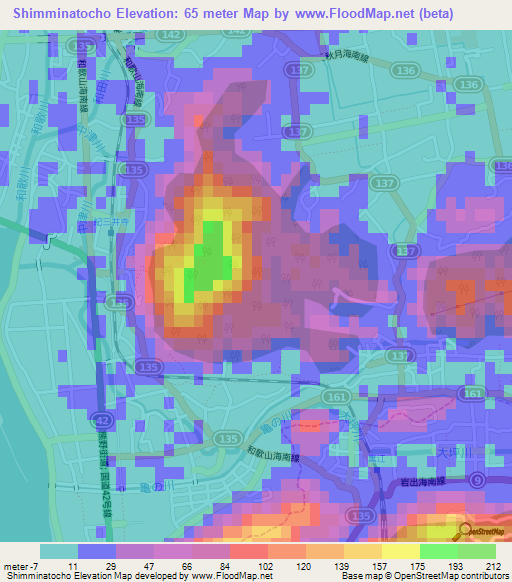 Shimminatocho,Japan Elevation Map