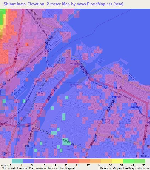 Shimminato,Japan Elevation Map