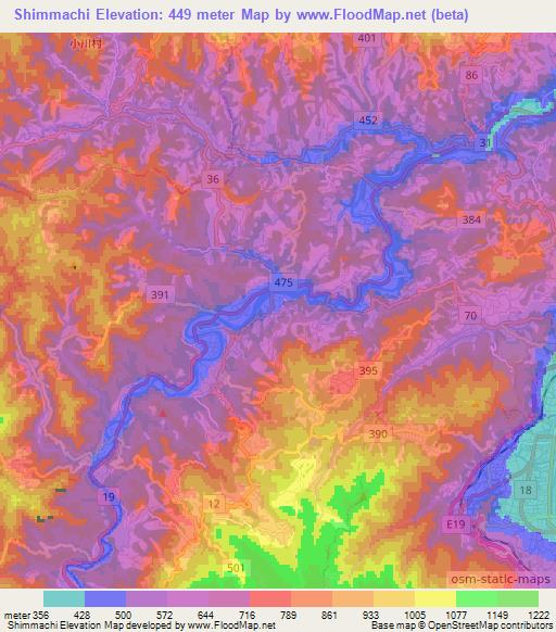 Shimmachi,Japan Elevation Map