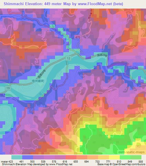 Shimmachi,Japan Elevation Map