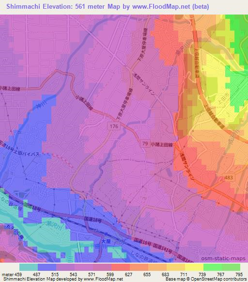 Shimmachi,Japan Elevation Map