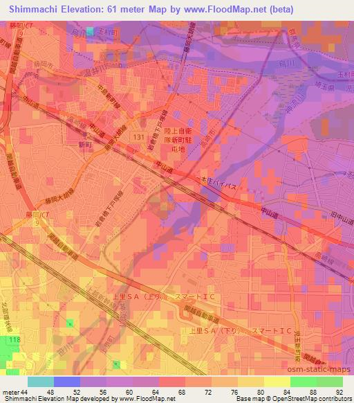 Shimmachi,Japan Elevation Map