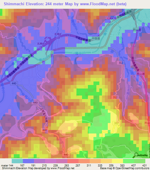 Shimmachi,Japan Elevation Map