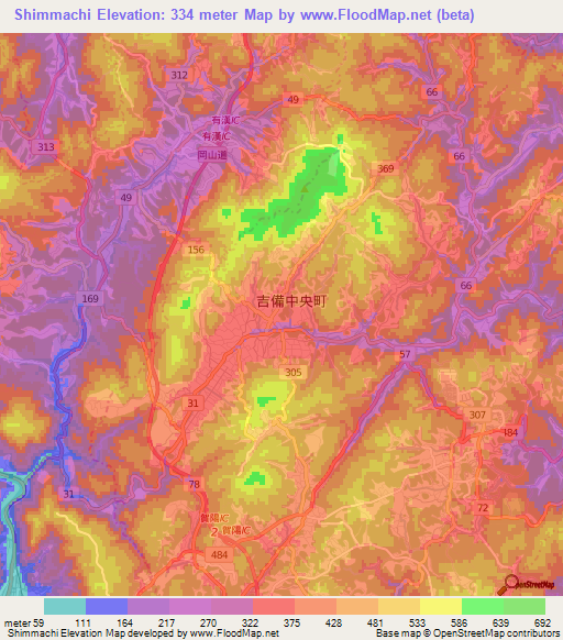 Shimmachi,Japan Elevation Map