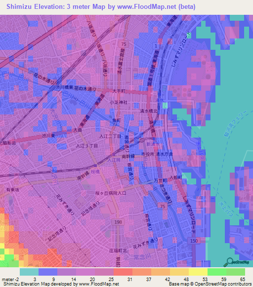 Shimizu,Japan Elevation Map