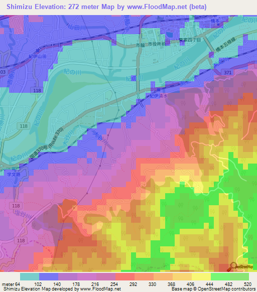 Shimizu,Japan Elevation Map