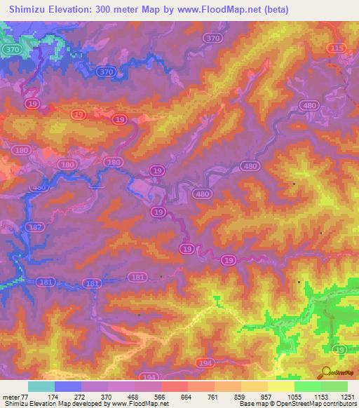 Shimizu,Japan Elevation Map