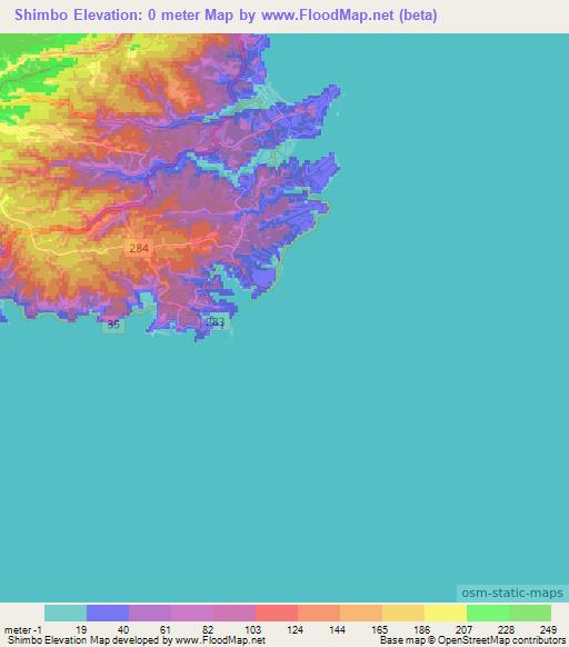 Shimbo,Japan Elevation Map