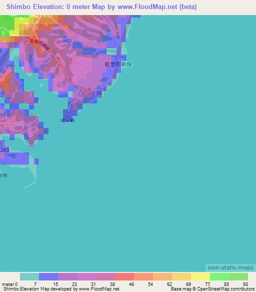 Shimbo,Japan Elevation Map