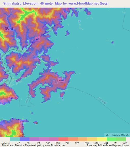 Shimakatsu,Japan Elevation Map