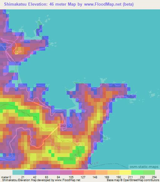 Shimakatsu,Japan Elevation Map