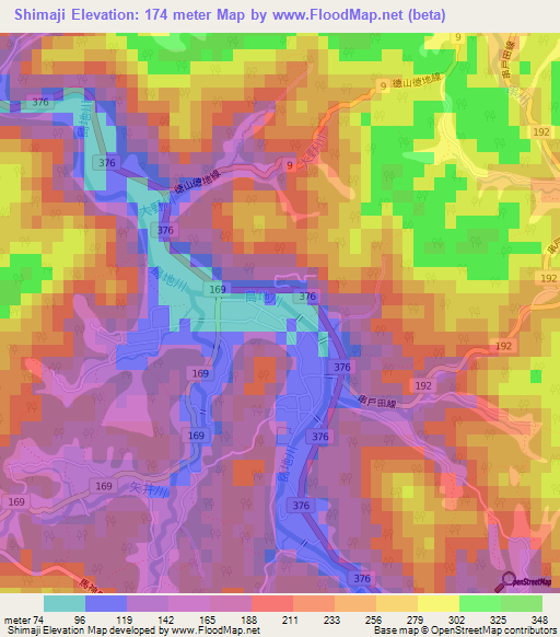 Shimaji,Japan Elevation Map