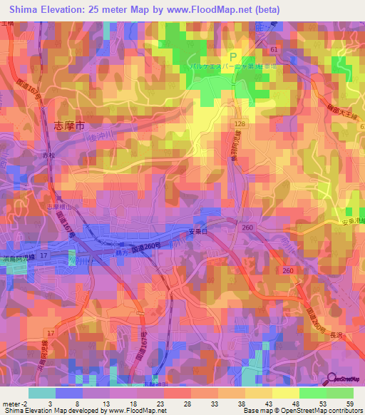 Shima,Japan Elevation Map