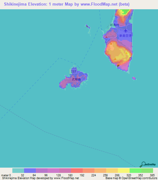 Shikinejima,Japan Elevation Map