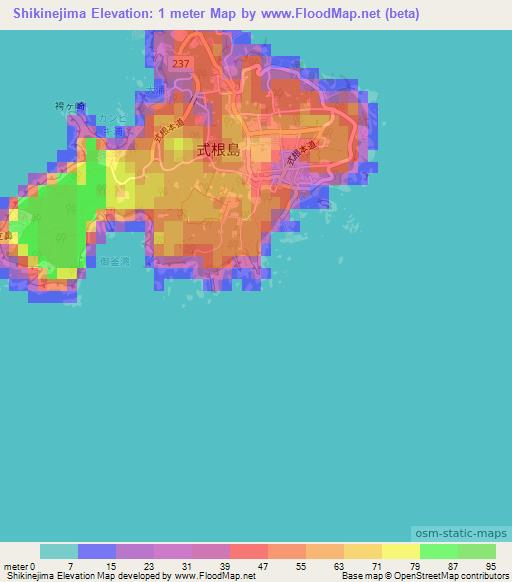 Shikinejima,Japan Elevation Map