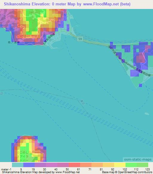 Shikanoshima,Japan Elevation Map
