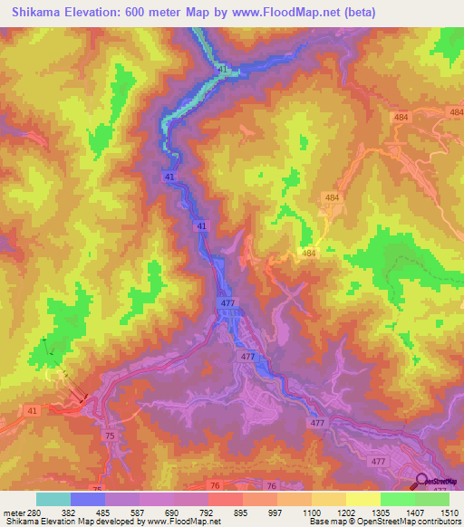 Shikama,Japan Elevation Map