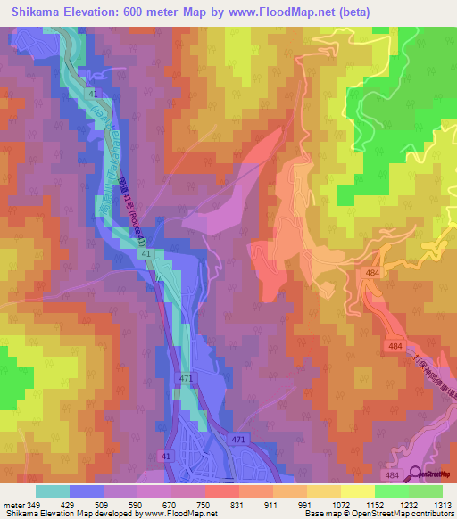 Shikama,Japan Elevation Map