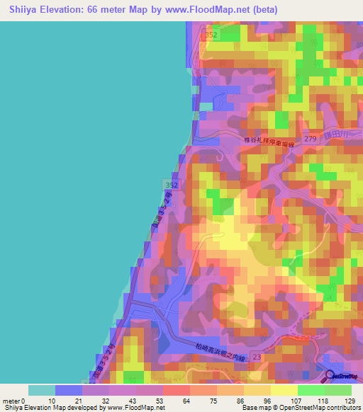 Shiiya,Japan Elevation Map