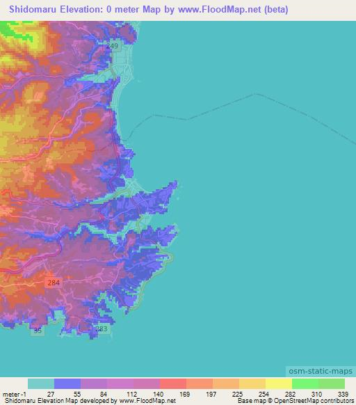 Shidomaru,Japan Elevation Map
