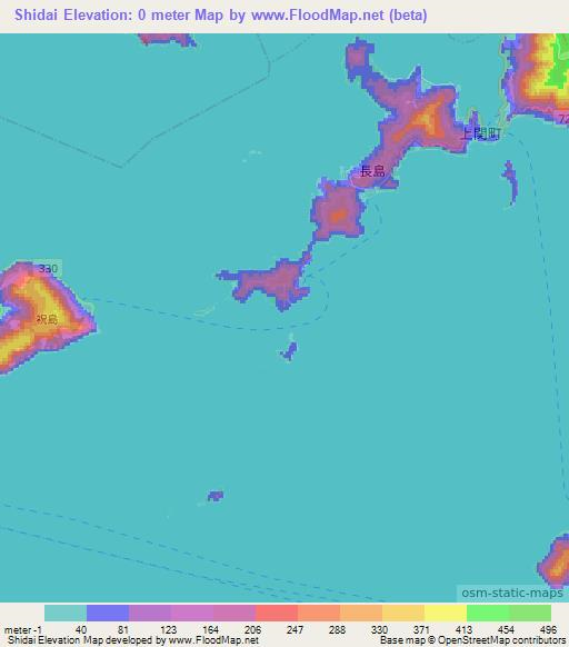 Shidai,Japan Elevation Map