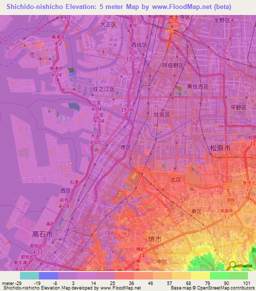 Shichido-nishicho,Japan Elevation Map