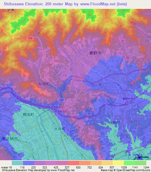 Shibusawa,Japan Elevation Map