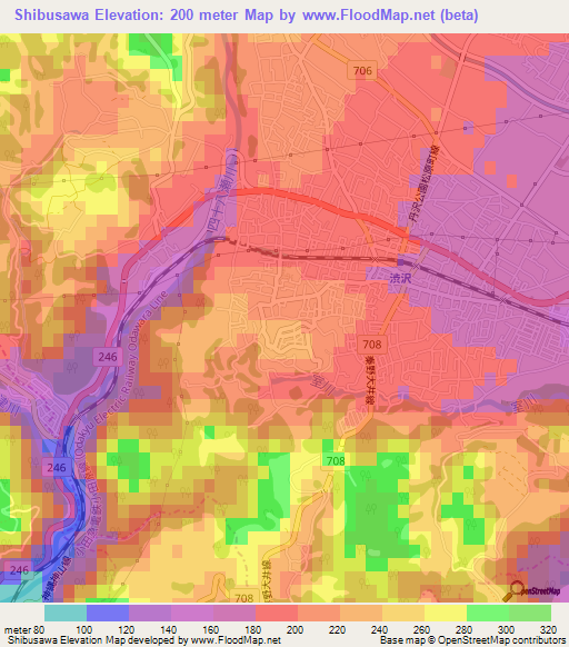 Shibusawa,Japan Elevation Map