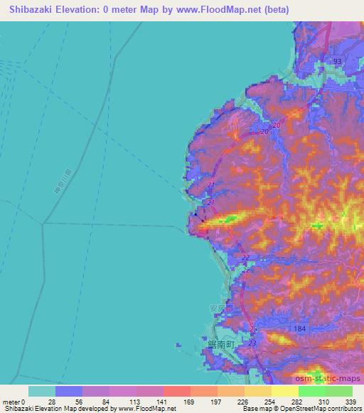 Shibazaki,Japan Elevation Map