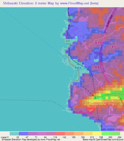 Shibazaki,Japan Elevation Map