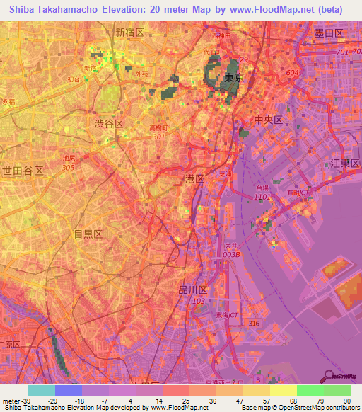 Shiba-Takahamacho,Japan Elevation Map