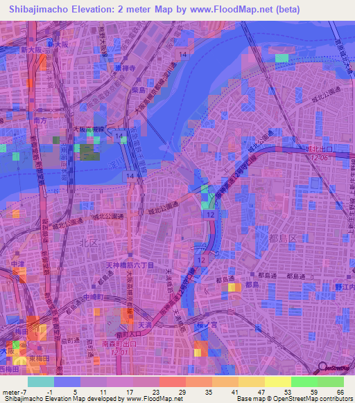 Shibajimacho,Japan Elevation Map