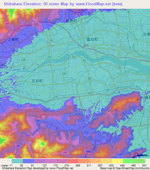Shibahara,Japan Elevation Map