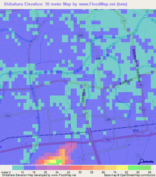 Shibahara,Japan Elevation Map