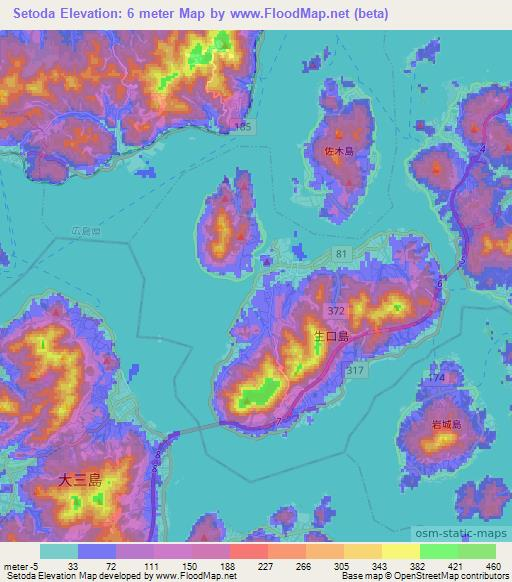 Setoda,Japan Elevation Map