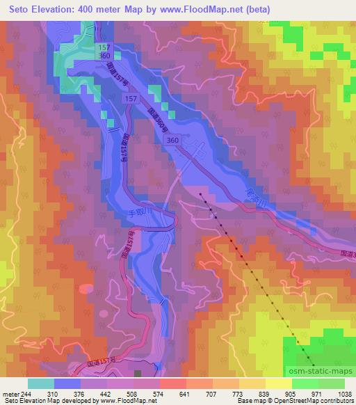 Seto,Japan Elevation Map
