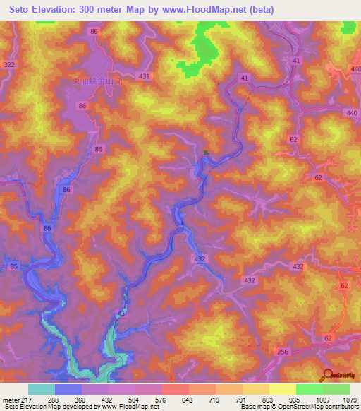 Seto,Japan Elevation Map
