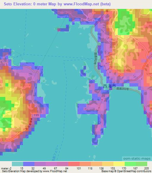 Seto,Japan Elevation Map