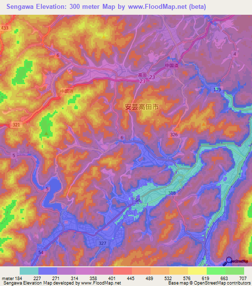 Sengawa,Japan Elevation Map