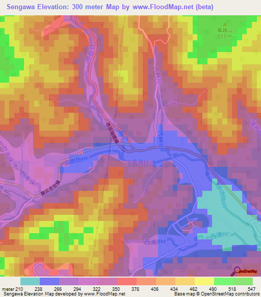 Sengawa,Japan Elevation Map